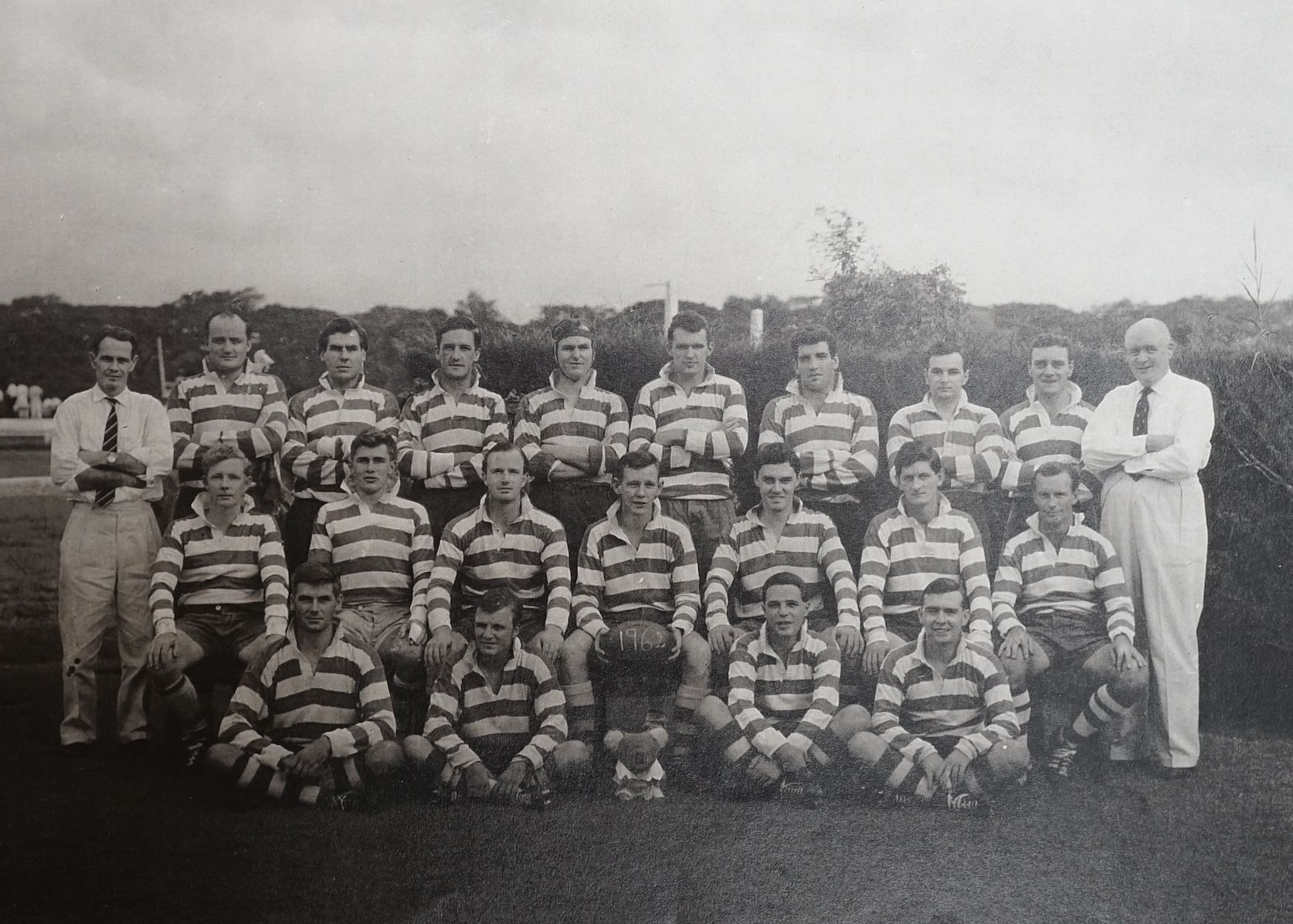 A collection of photographs of Rugby teams including England vs Scotland 1962